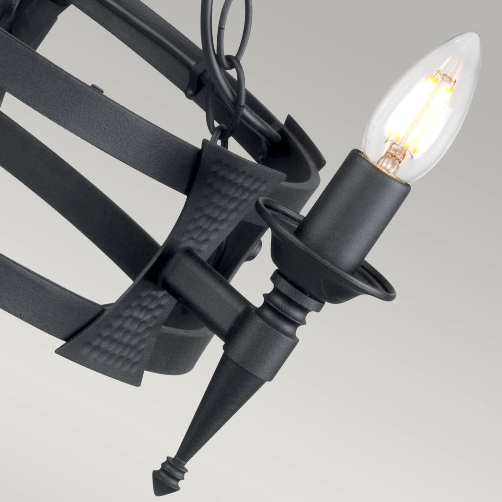 Lampadario nero Saxon in acciaio 3xE14 60W Elstead