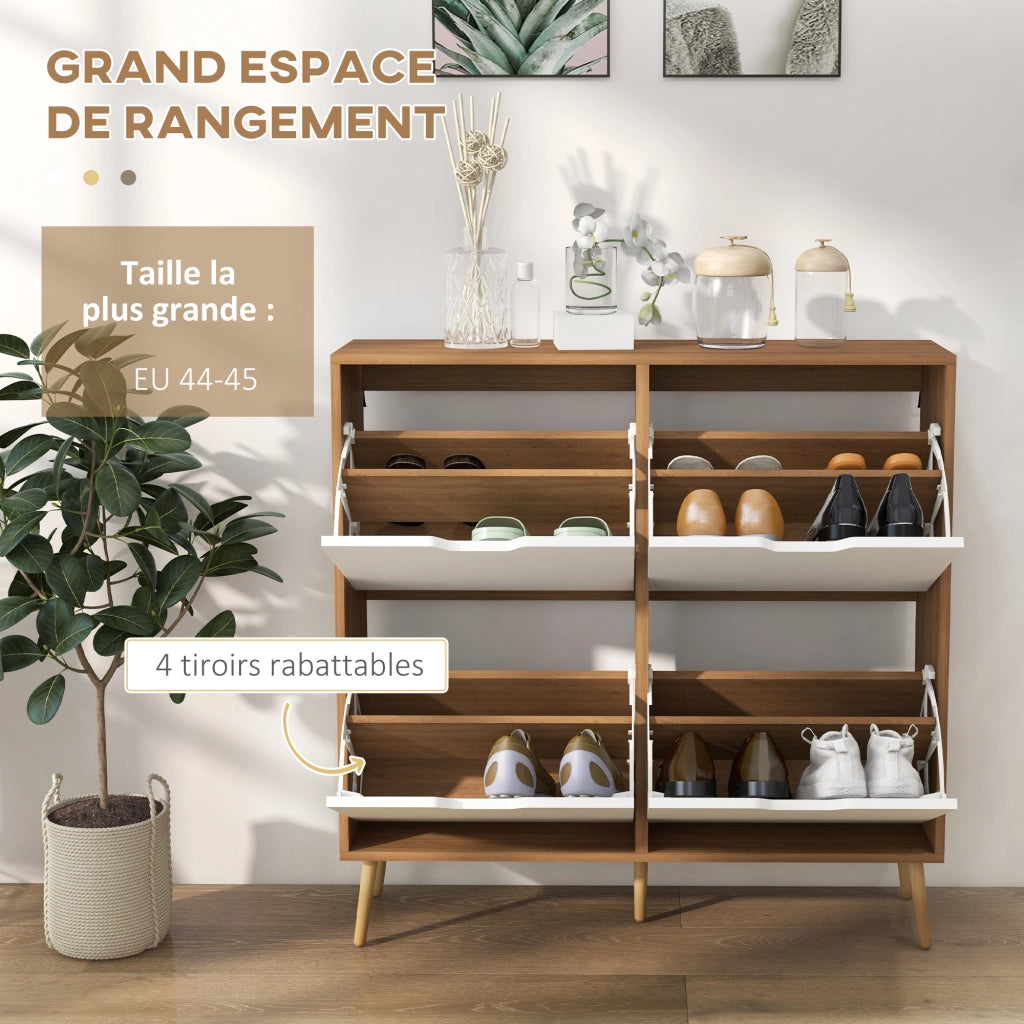 Scarpiera 4 ante con ripiano regolabile ¨C zephmum ¨C legno pino naturale 95x26x95