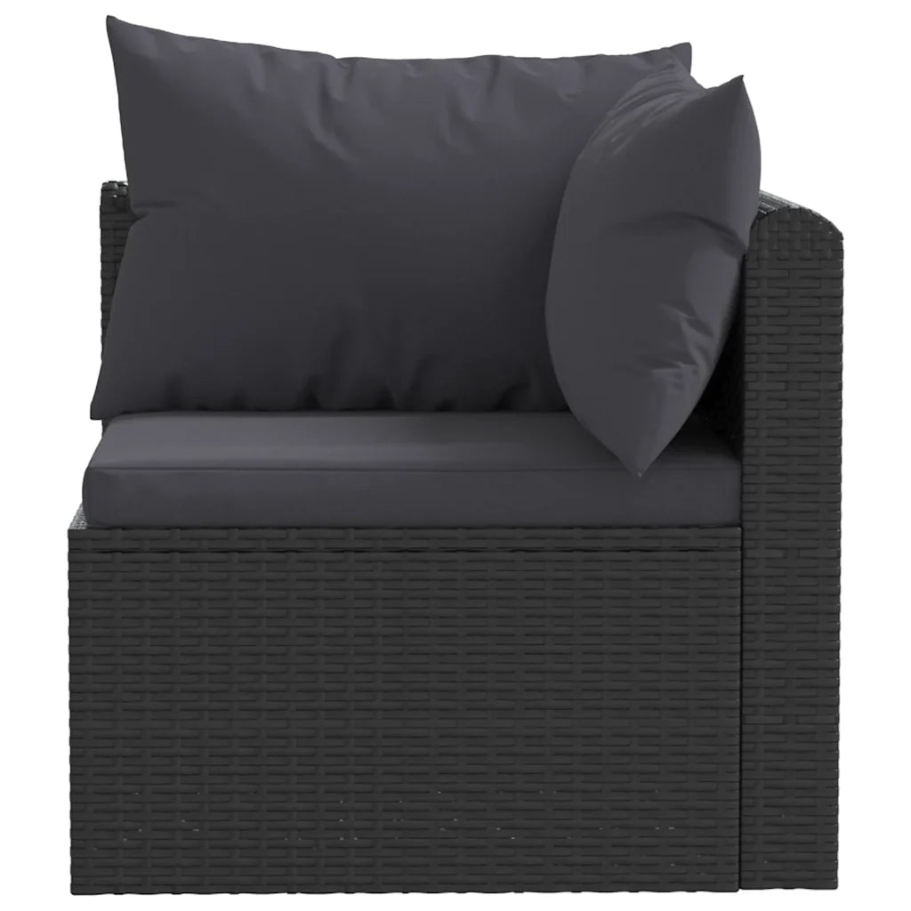 Set Divani da Giardino 4 pz con Cuscini in Polyrattan Nero 46558