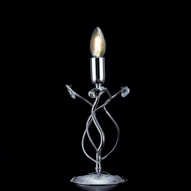 Lumetto da tavolo in ferro cromato lucido con strass in cristallo 1 luce 15xh.27 cm