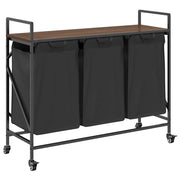 Cesto della Biancheria 3 Scomparti con Ruote Rovere Marrone CFW5072834