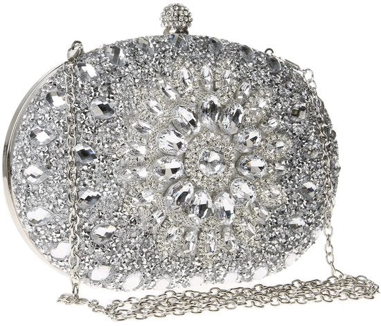 Borsa da sera con pietre stellanti, spalla per donna per matrimonio, festa, gala