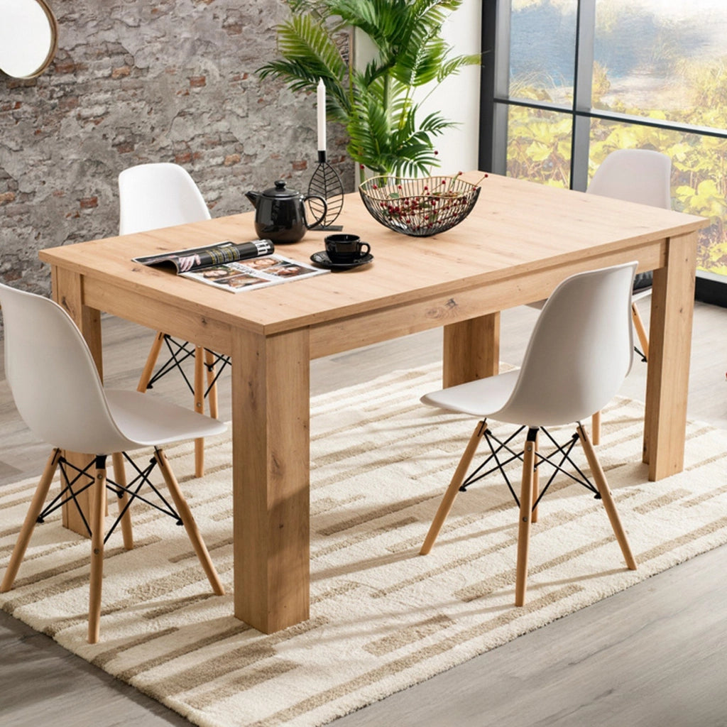 Lanusei, Tavolo Allungabile 8 Posti, 160.5x90.5x76.5h cm Marrone Rovere Nodi