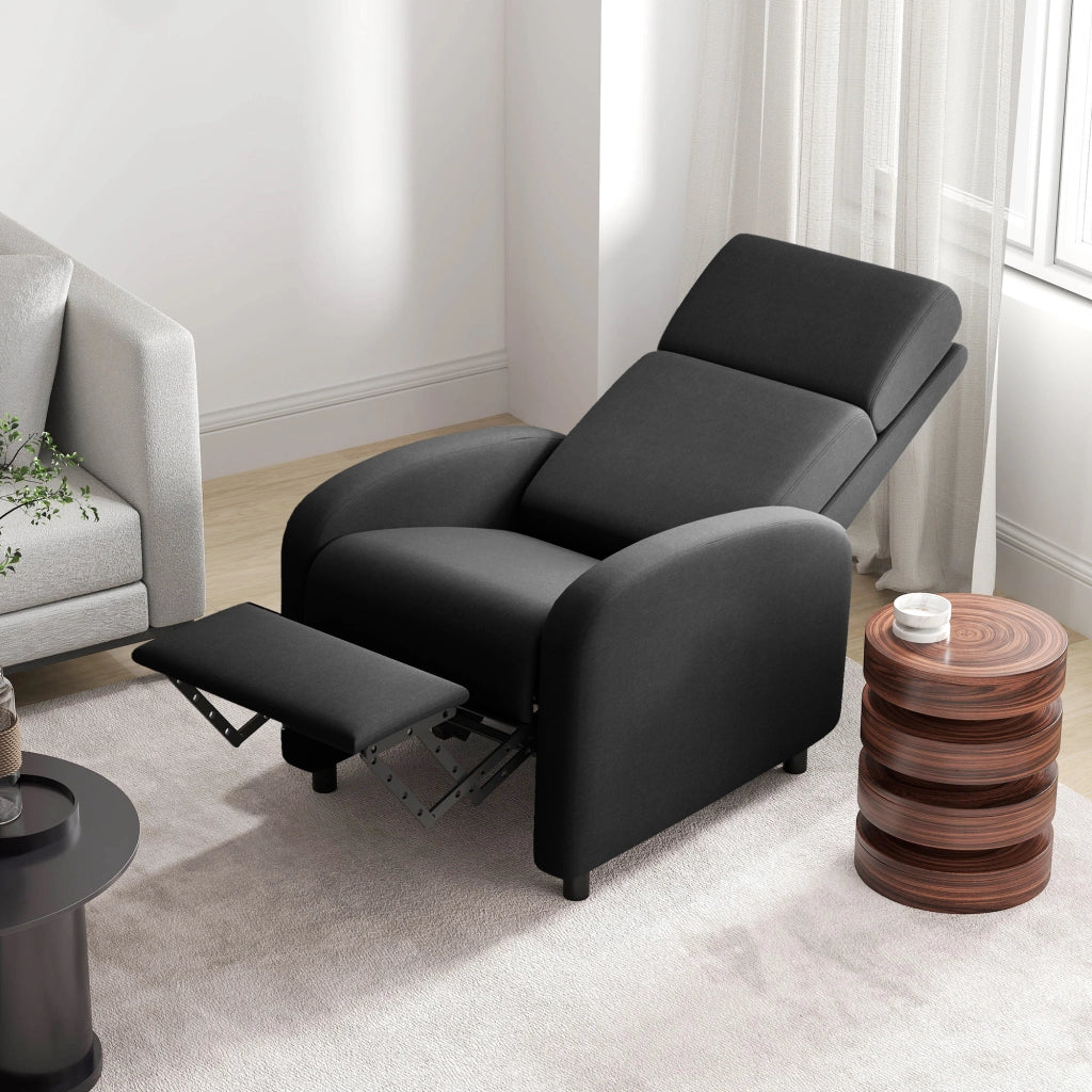 Poltrona Reclinabile Relax con Poggiapiedi in Tessuto ¨C Zephmum ¨C Nero