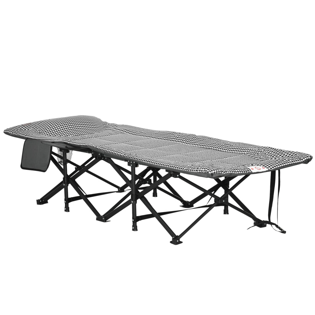 Letto da campeggio pieghevole ¨C zephmum ¨C nero con tasca laterale e portabicchieri