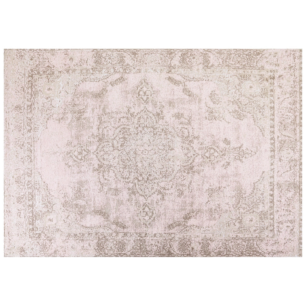 Tappeto in cotone rosa 160 x 230 cm con effetto invecchiato stile orientale camera da letto soggiorno