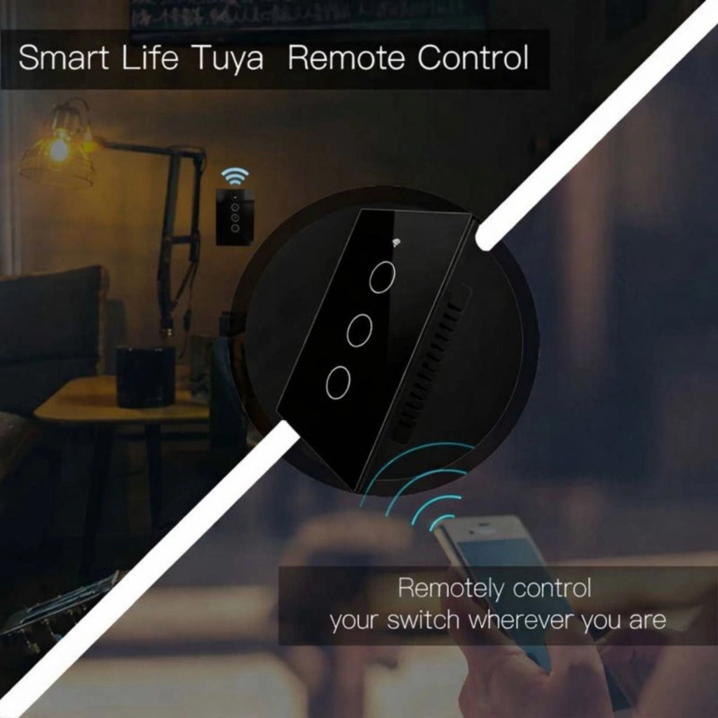 Interruttore Da Incasso Scatola 503, Touch Nero, WIFI 2.4G Matter, TUYA, Smart Life,Apple Home, Google Home, Alexa, SmartThings, 10A, AC 90-250V, 50/60HZ, 120X72X38mm, IP20,Disponibili 1,2,3 Tasti (3 Tasti)