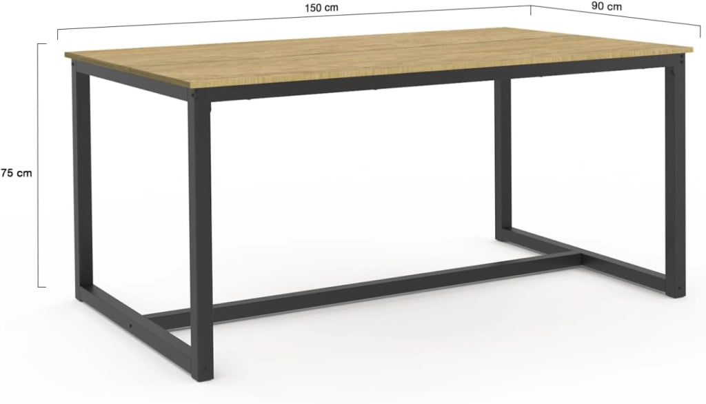 DETROIT Tavolo da pranzo rettangolare di design industriale per 8 persone 150 cm