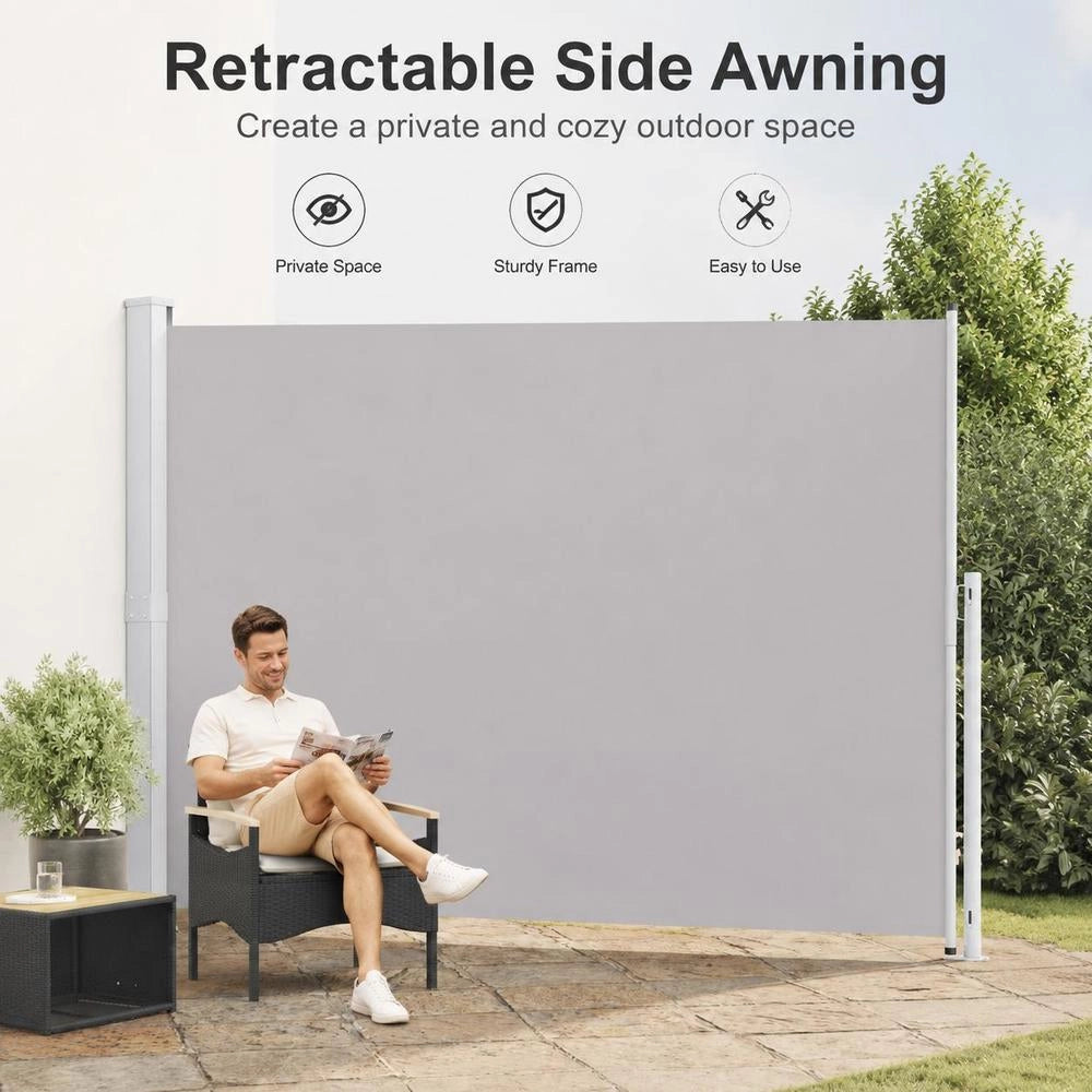 Extendable Side Awning 220x300 Cm Grey