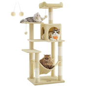 Albero per gatti con amaca e torre da gioco 143 cm beige 12_0003854