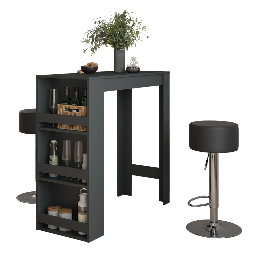 Vicco tavolo bar con sgabelli Antracite 45 x 110 cm con 2 sgabelli da bar