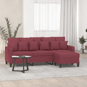Divano a 3 Posti con Poggiapiedi-Sofa 3 Posti con Poggiapiedi Rosso Vino 180 cm in Tessuto 192285