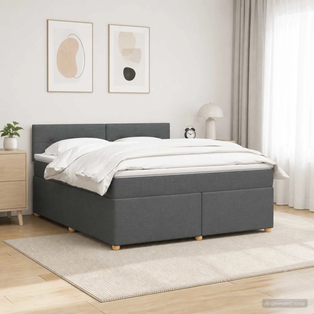 Letto box spring con materasso Grigio Scuro 140 x 190 cm 3452416