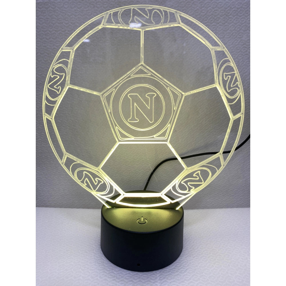 Trade Shop - Lampada Da Tavolo A Batterie Usb Pallone Calcio Con Stemma Logo Napoli Calcio -