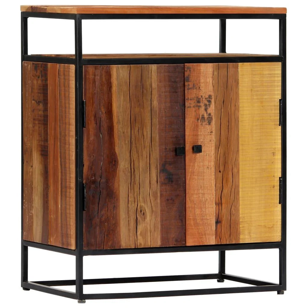 Credenza mobiletto consolle 76 cm legno massello di recupero e acciaio 4402059