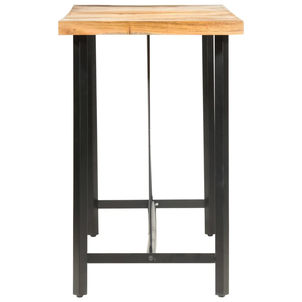 Set per Bar 9 pz in Legno Massello di Acacia e Vera Pelle 3053441