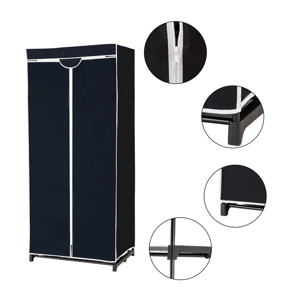Armadio con vano porta abiti 75 x 50 x 170 cm facile da montare design elegante in tessuto non tessuto nero 20_0010307