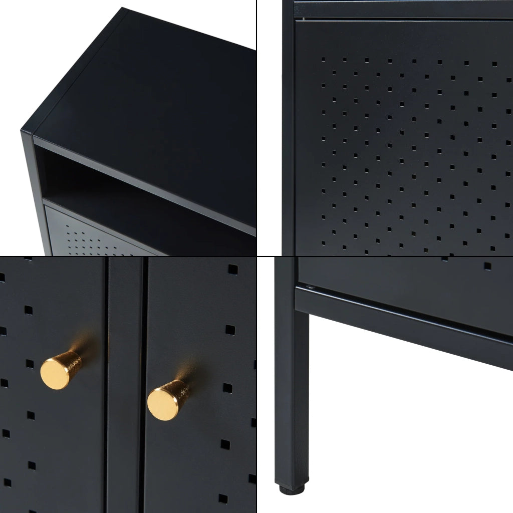 Credenza cassettiera mobile contenitore per soggiorno ingresso camera da letto acciaio 119 x 35 x 80 cm nero 03_0009025