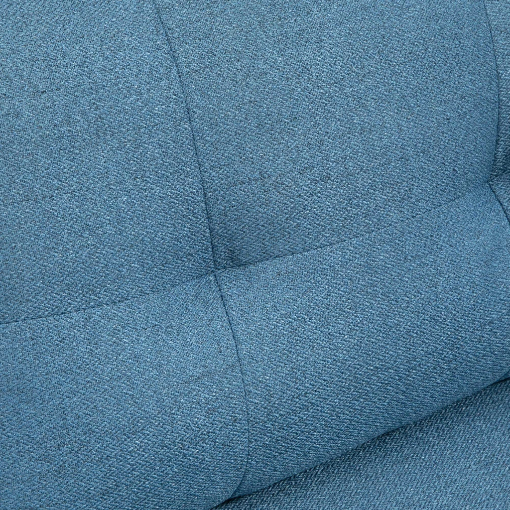 Divano 2 Posti 139x68x80 cm con Cuscini Imbottiti e Gambe in Acciaio  in Tessuto  Blu Scuro