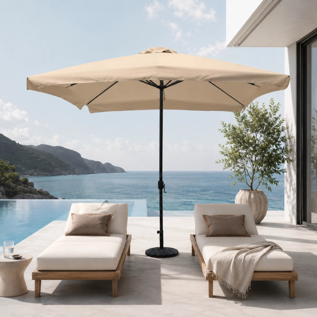 Parasole Quadrato Per Esterno Ombrellone Con Sistema A Manovella Copertura In Tessuto Poliestere Cotone Struttura Robusta In Acciaio Ideale Per Giardino Cortile Terrazza Piscina Area Living 3x3 Metri Tortora