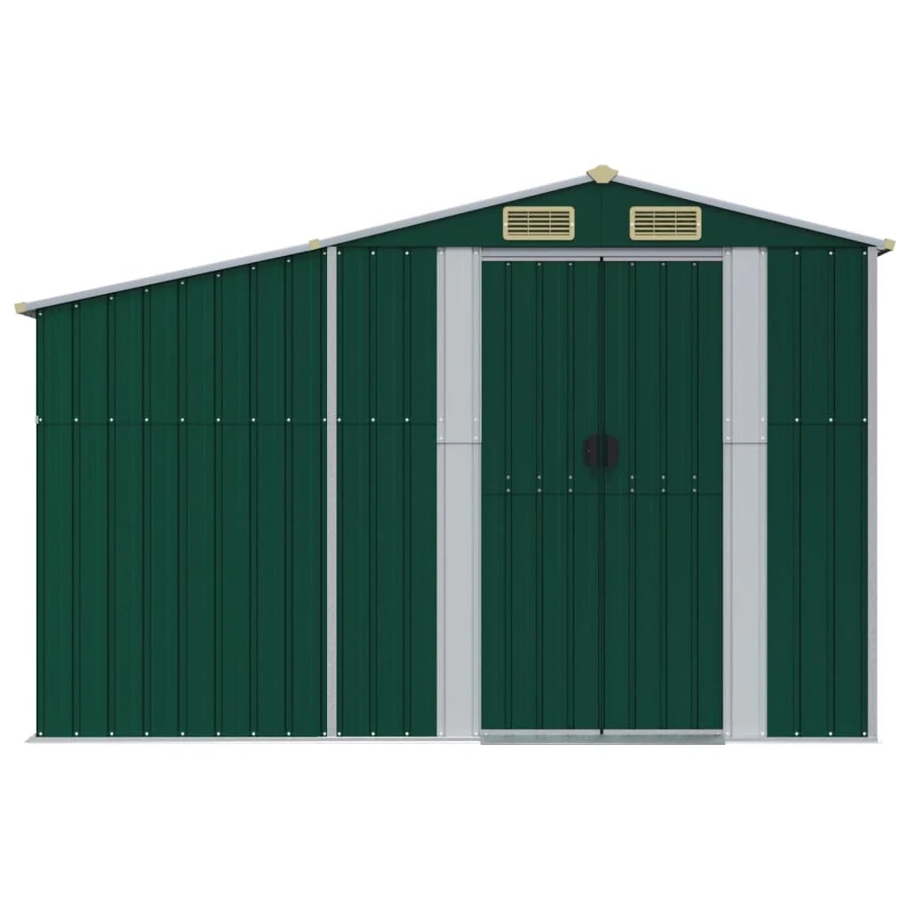 Casetta da giardino cabina ripostiglio casetta da esterno robusta casetta per attrezzi 277 x 279 x 179 cm acciaio zincato verde 02_0022377