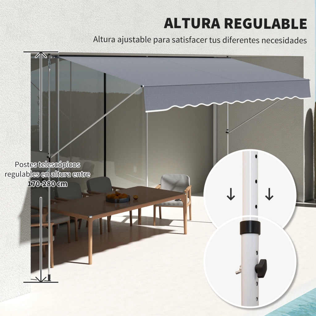 Toldo Retrattile Manuale 4x1.2 m ¨C zephmum ¨C Grigio Scuro 170-280 cm