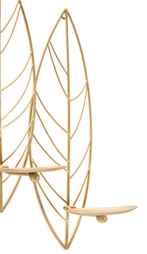 Portacandele da Parete 4 Posti 66x14x56 cm in Metallo Oro