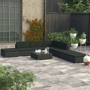 Set Divani da Giardino 8 pz con Cuscini in Polyrattan Nero cod mxl 35485