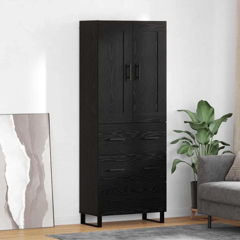 Credenza Rovere Nero 69,5 x 34 x 180 cm Legno multistrato 3416175
