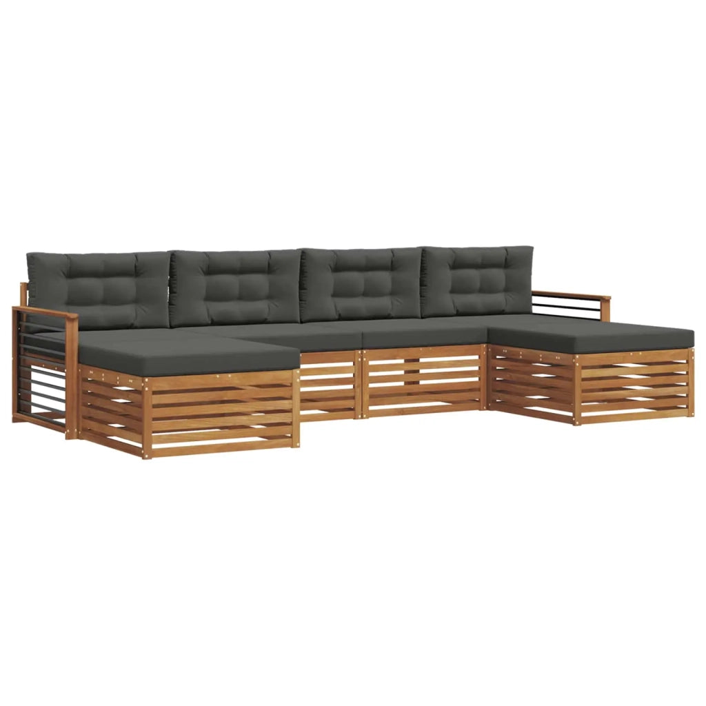 Set divani 6 pcs Naturale e Antracite Legno di Acacia Massello 3373912