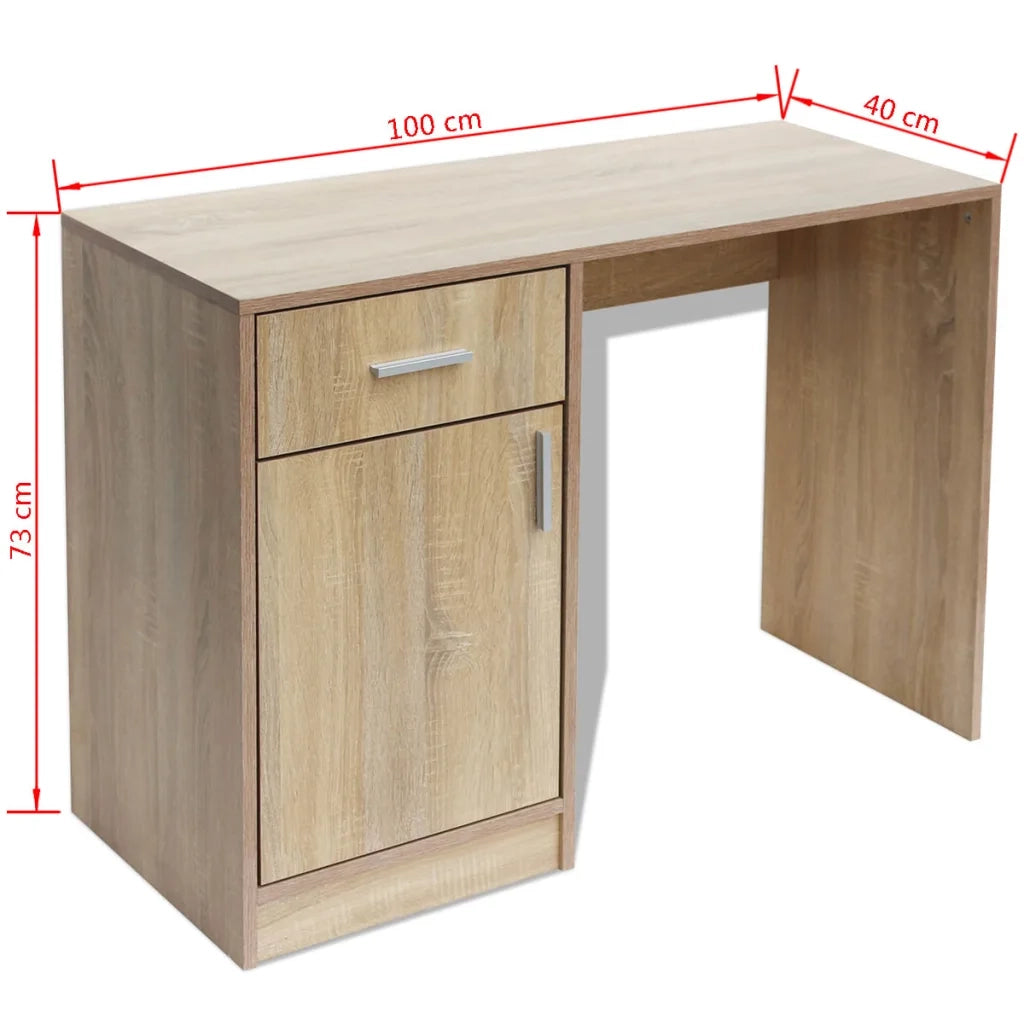 Scrivania | Tavolo da Ufficio con Cassetti e Anta Rovere 100x40x73 cm