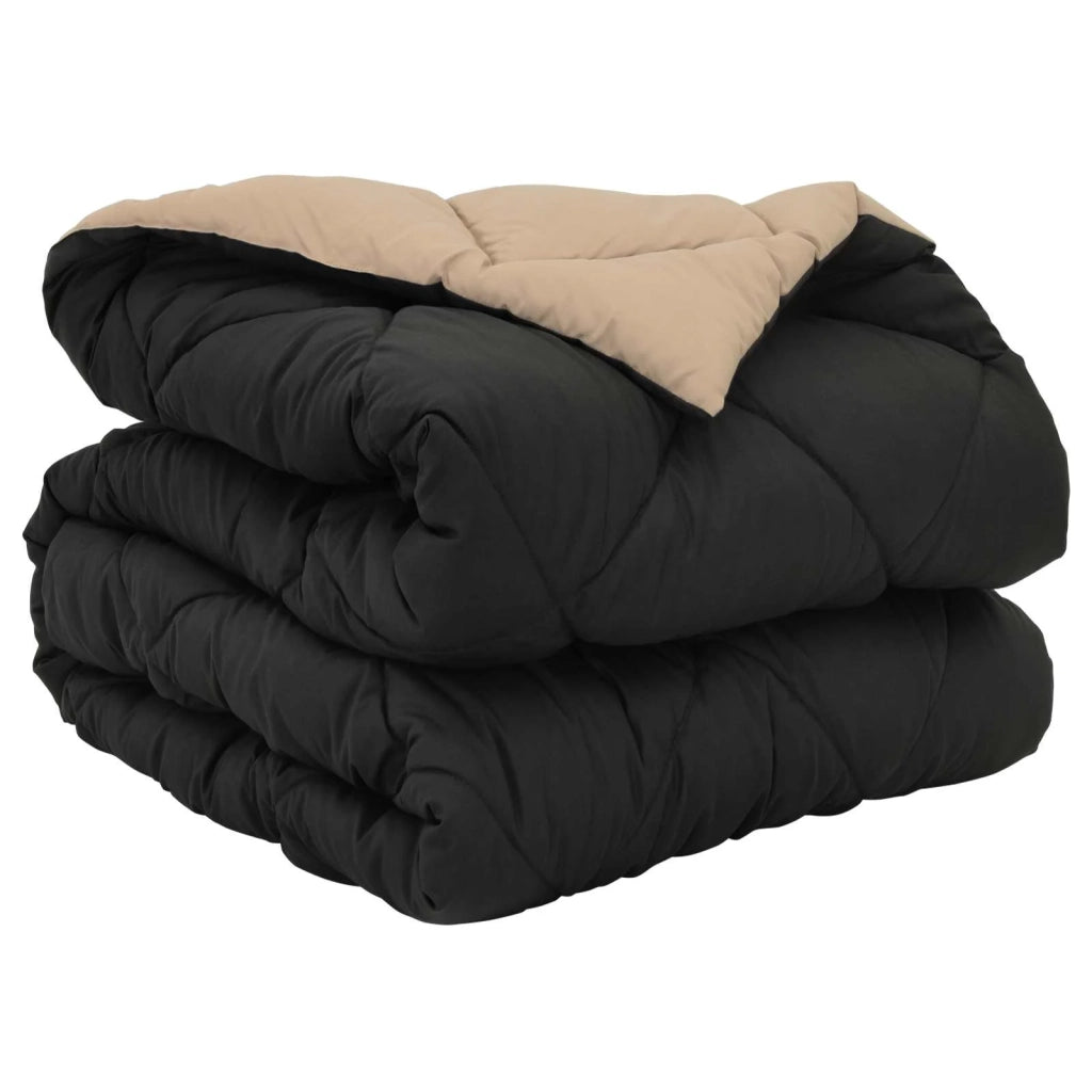 Piumone | Duvet Completo Annuale Nero e Talpa 140 x 200 cm Microfibra