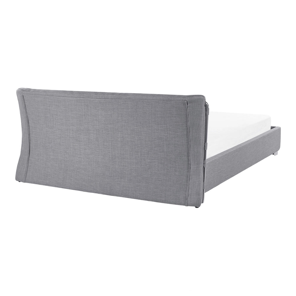 Letto in Tessuto Grigio con Testiera Curva Rete a Doghe 140 x 200 cm