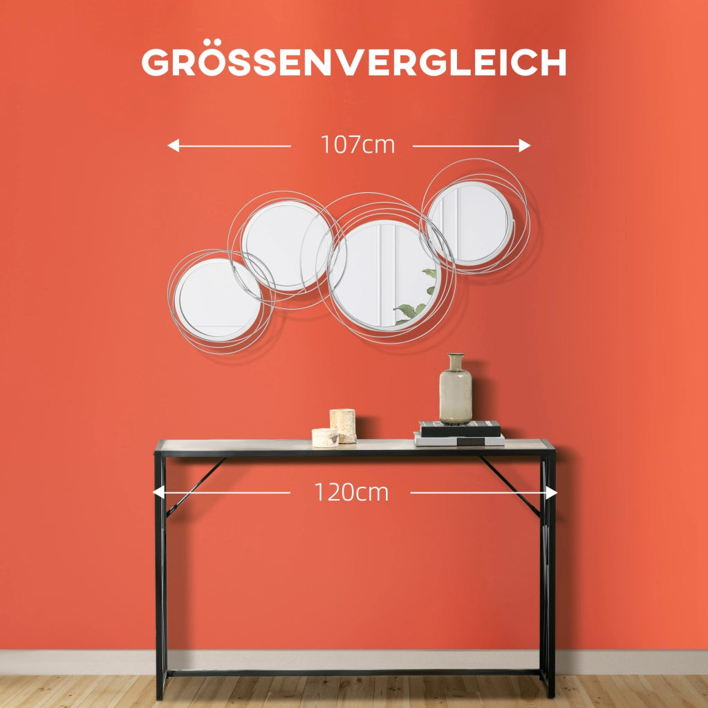 Set di specchi per decorazione parete, 4 specchi tondi ¨C zephmum ¨C grigio, 107x56 cm