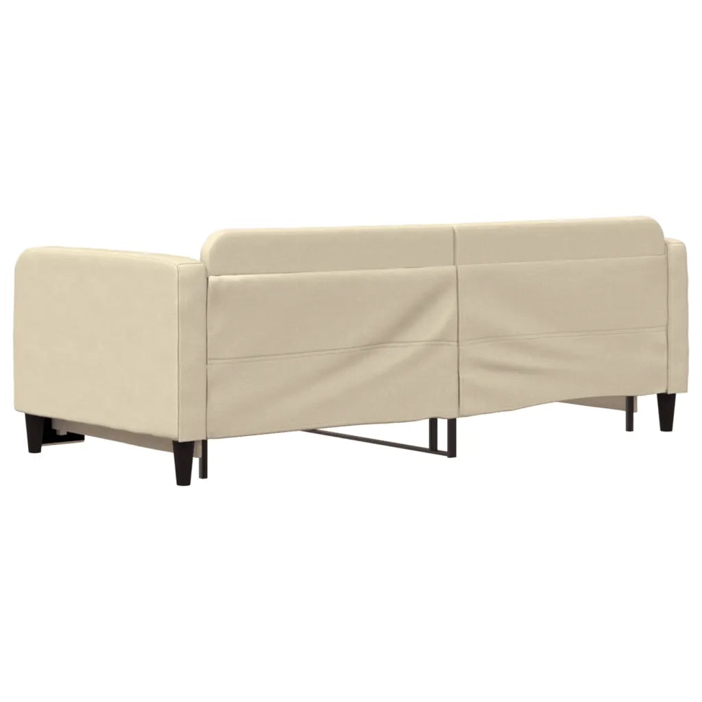Divano Letto con Letto Estraibile Crema 90x200 cm in Tessuto