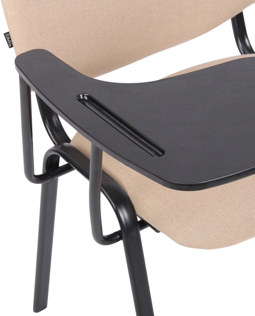 Sedia Ken in tessuto con tavolino ribaltabile crema