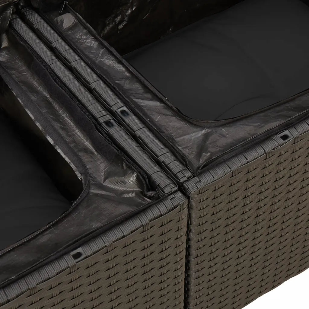 Set Divani da Giardino con Cuscini 7pz Nero Polyrattan