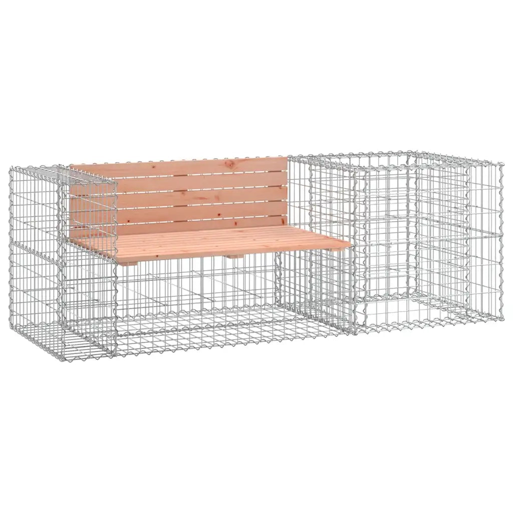 Panca da Giardino con Cesto Gabbione Legno Massello di Douglas 3196243