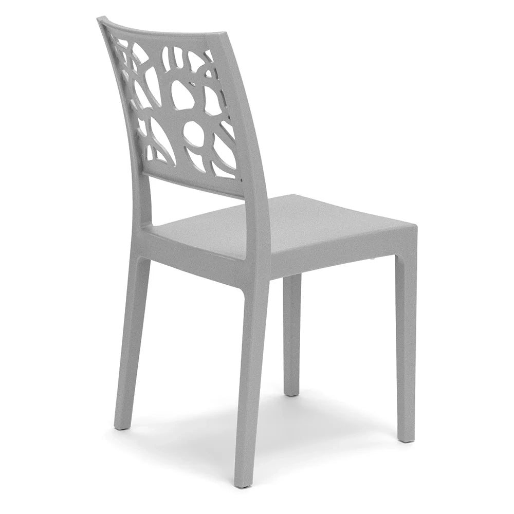 Set 4 sedie in polipropilene TETI, impilabile, resistente ai raggi UV, design moderno, ideale per sala da pranzo, cucina, sala d’attesa, bar, ristoranti o giardino, colore Cemento