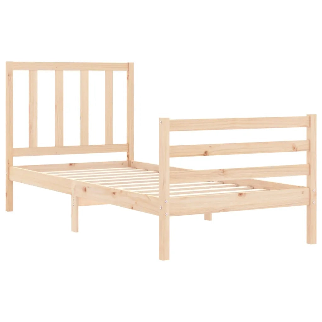 Giroletto con Testiera Single-Struttura Letto in Legno Massello 215424