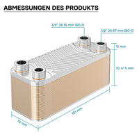Scambiatore a piastre saldobrasate in acciaio inox, 30 piastre, max 66 kw