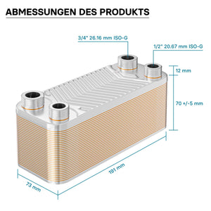 Scambiatore a piastre saldobrasate in acciaio inox, 30 piastre, max 66 kw