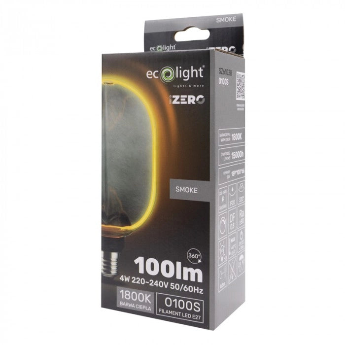 Lampadina LED ovale fumé 4W 100lm 1800K E27 Ecolight