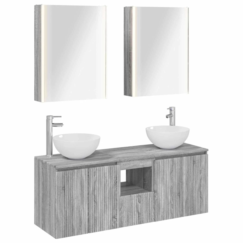 Set di Armadi da Bagno 5 pcs Sonoma grigio 53 x 15,5 x 70 cm 3406372
