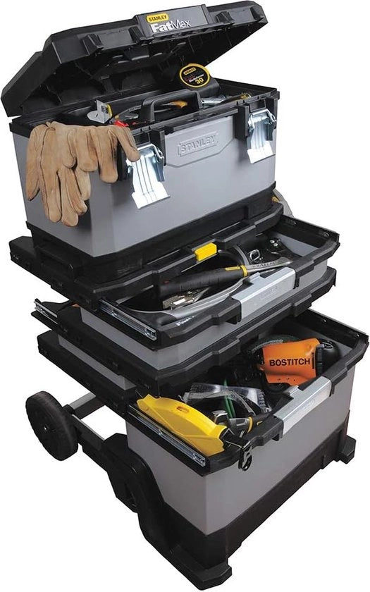 Carrello da lavoro rotante in metallo e plastica 1-95-622 - Carrello di attrezzi vuoto - Cassetto di attrezzi versatile per piccoli oggetti e grandi attrezzi