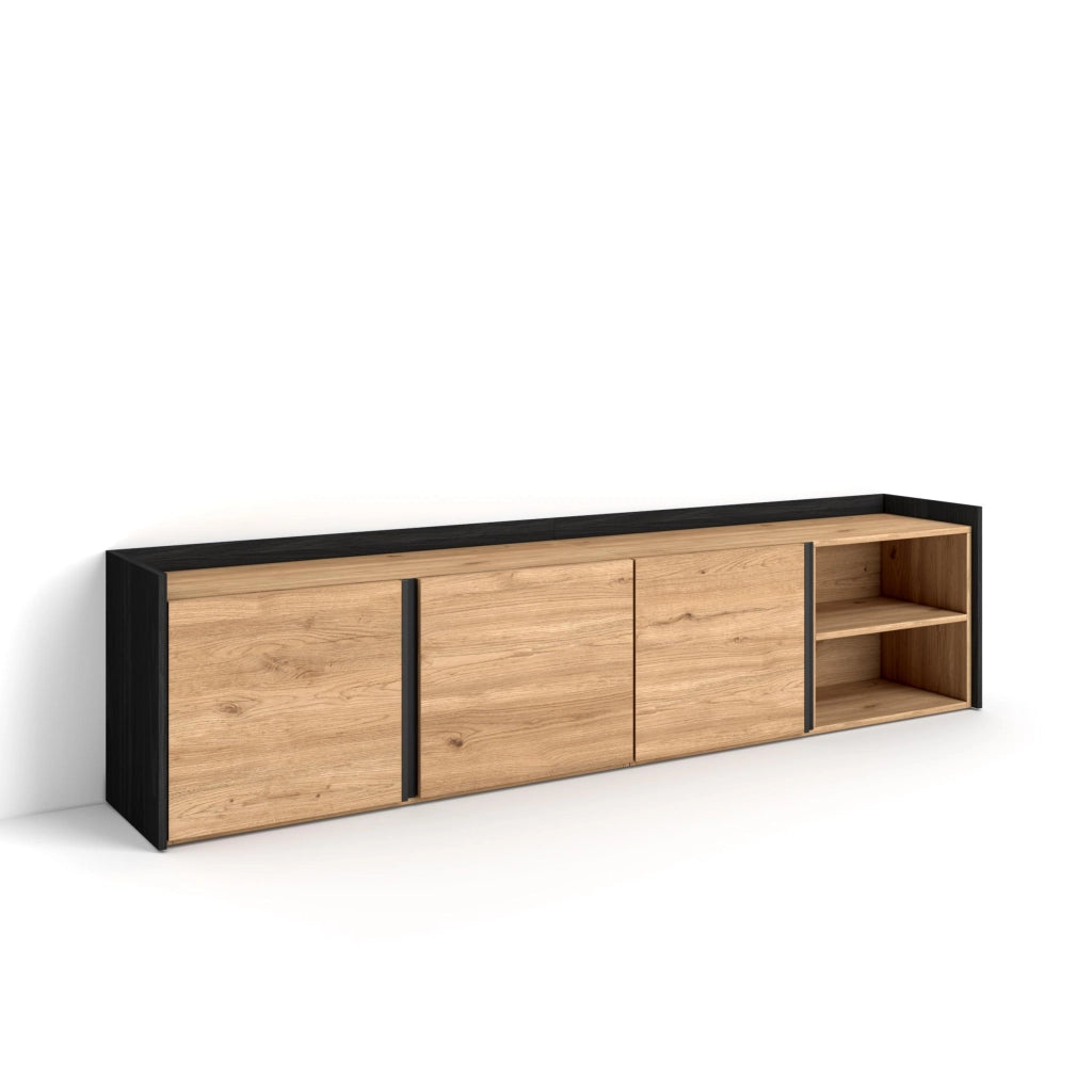 Mobile TV Soggiorno, 207x50x35 cm, Per TV fino a 80", Mobile Soggiorno, Rovere e nero