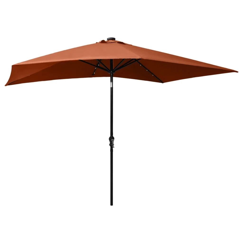 Ombrellone con LED e palo in acciaio color terracotta 2 x 3 m 02_0008072
