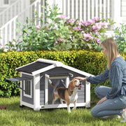CUCCIA per Cani da Esterno in Legno Grigia con Pavimento Rimovibile