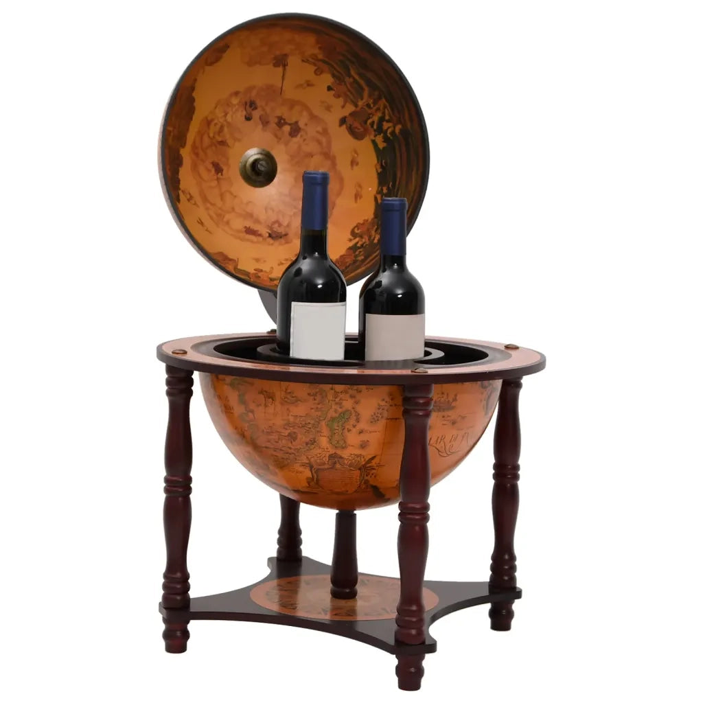 Bar a Globo Portavini Marrone Legno Massello di Eucalipto 343473