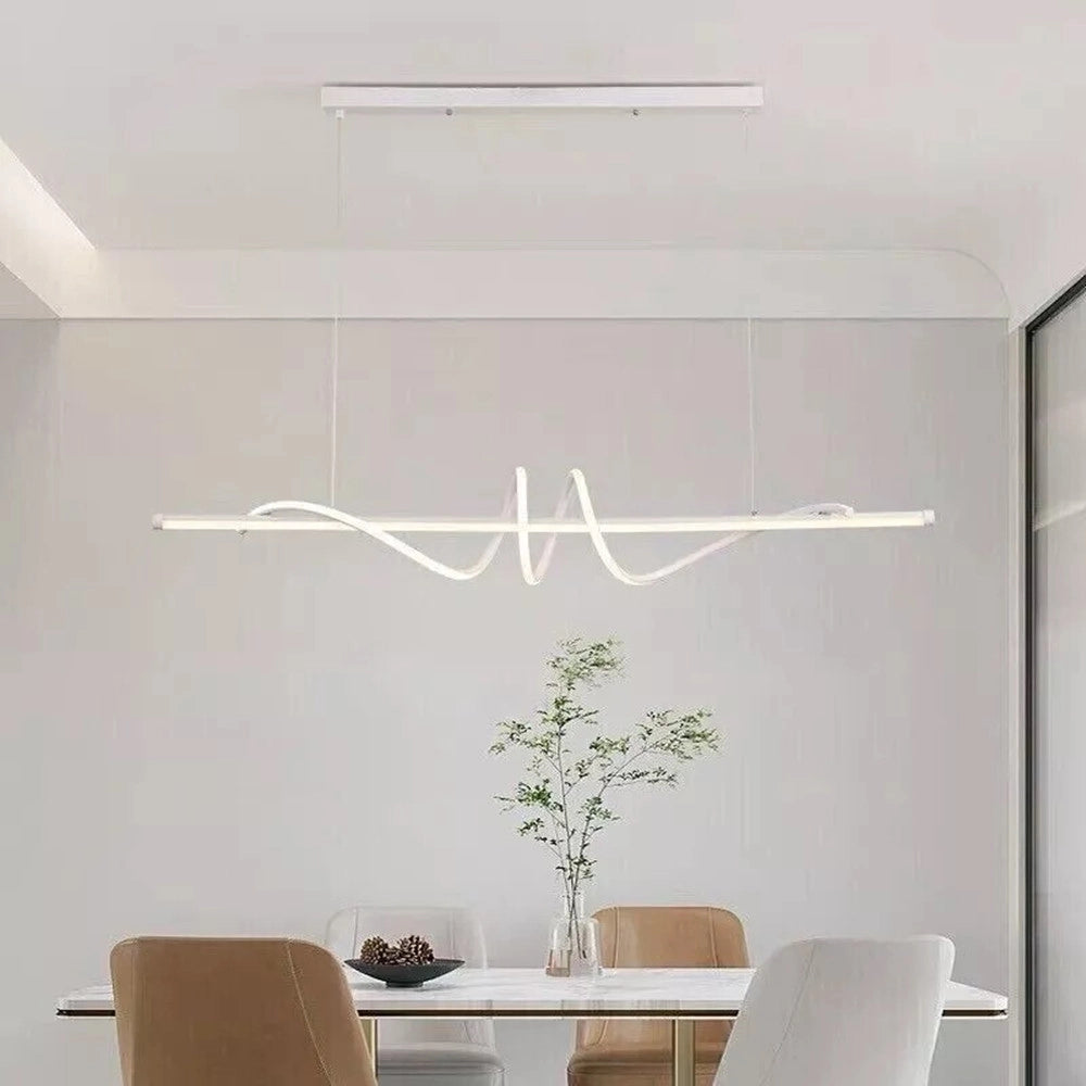 Trade Shop - Lampadario Sospeso Led 65w Bianco Spirale Ondulato Vortice Orizzontale Luce 3000k-6500k 01141 -